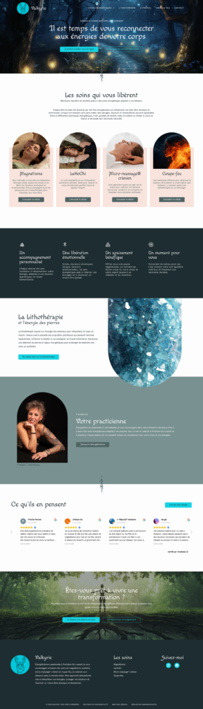 Page d'accueil du site vitrine Valkyrie - Création de site vitrine par Marine Duc Digital