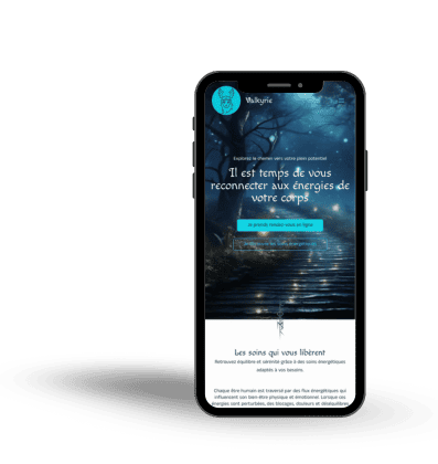 Mockup mobile page d'accueil site vitrine Valkyrie