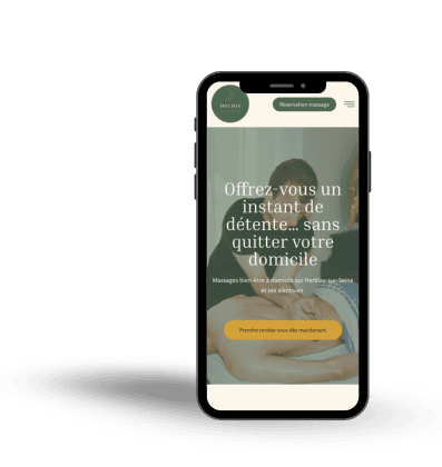 Screen de la page d'accueil d'un site vitrine de masseur à domicile - version mobile - Marine Duc Digital