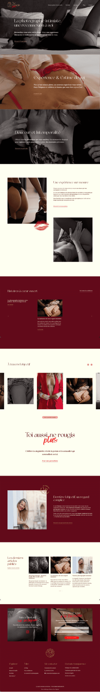 Page d'accueil du site ne rougis pas - photogrpahe boudoir & intimiste 